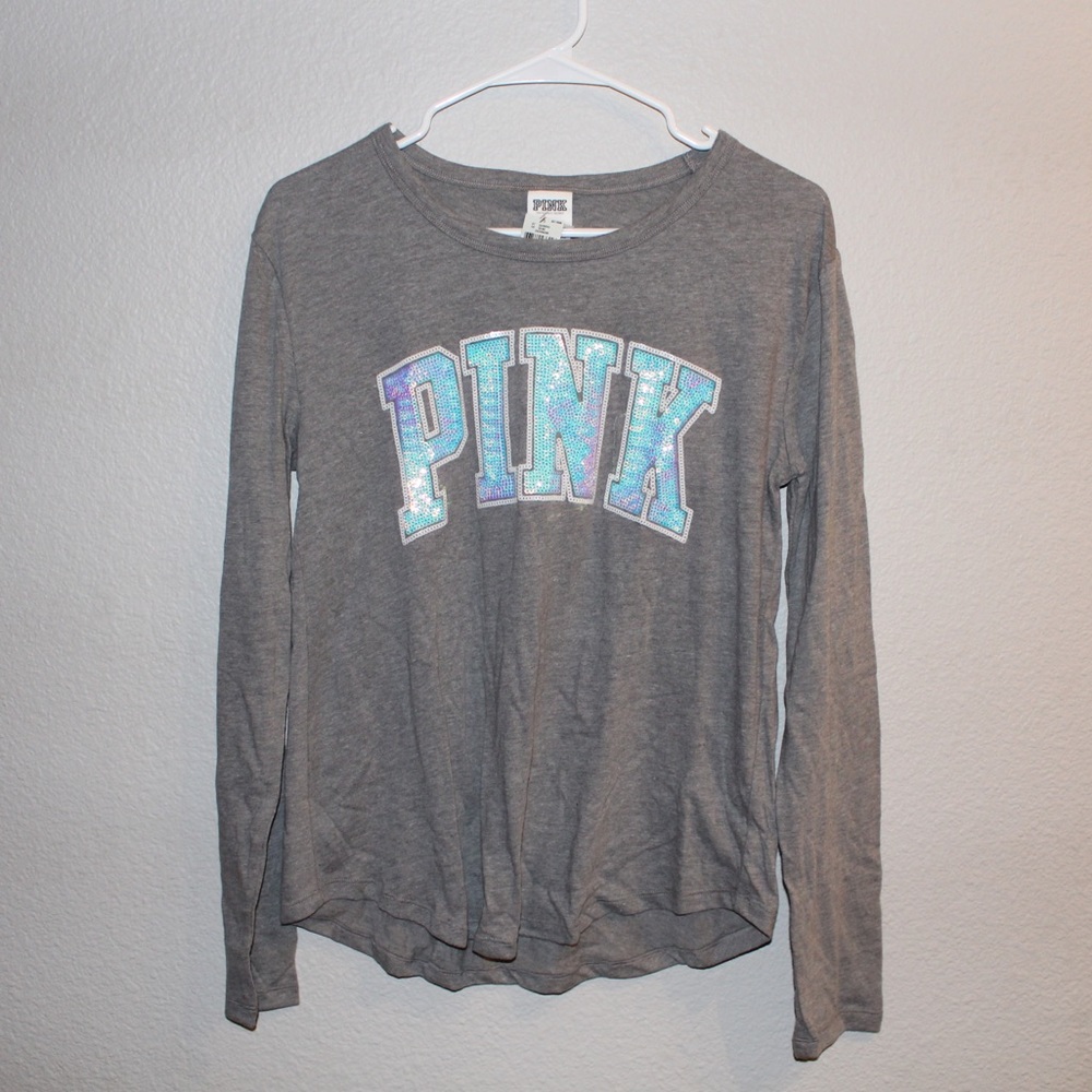 Gray Long-Sleeve PINK Tee